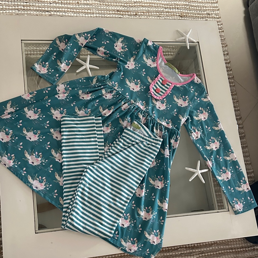 Floral Teal and Pink Kids Matching Set